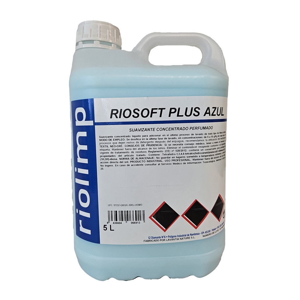 RIOSOFT PLUS AZUL. Suavizante garrafa de 5 litros.